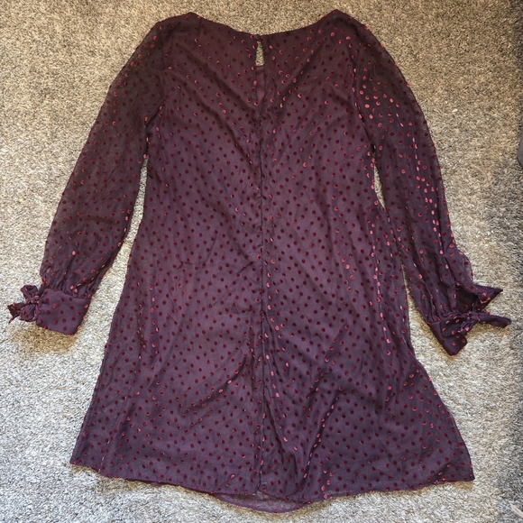 Taylor Purple Sheer Dress With Red Velvet Polka Dot Overlay Size 8 SEE NOTES! - Picture 4 of 11